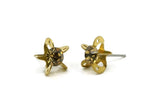 Brass Stud Earrings, 8 Golden Amber Crystal Rhinestone Beads Brass Stud Earrings With 5 Holes, Brass Setting for SS24 - 5.3mm SS24 D1273