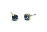 Brass Stud Earrings, 6 Light Sapphire Crystal Rhinestone Beads Brass Stud Earrings Brass Setting for SS29 - 6.3mm SS29 N0684