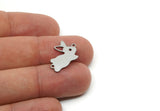 Steel Rabbit Charm, Stainless Steel Rabbit Charms With 2 Loops, Bunny Findings (10/14/17x0.80mm) SMP3316