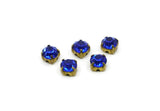Brass Bead, 8 Raw Brass Sapphire Crystal Diamond Rhinestone Prong Setting 4 Hole Slider SS29 S213