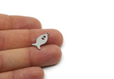 Steel Fish Charm, Stainless Steel Fish Charms With 1 Loop, Blanks, Findings (15/20/25x0.80mm) SMP3327