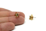 Brass Stud Earrings, 8 Golden Amber Crystal Rhinestone Beads Brass Stud Earrings With 5 Holes, Brass Setting for SS24 - 5.3mm SS24 D1273