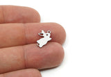 Steel Rabbit Charm, Stainless Steel Rabbit Charms With 2 Loops, Bunny Findings (10/14/17x0.80mm) SMP3316
