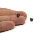 Brass Stud Earrings, 6 Black Diamond Crystal Rhinestone Beads Brass Stud Earrings Brass Setting for SS29 - 6.3mm SS29 N0581