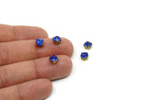 Brass Bead, 8 Raw Brass Sapphire Crystal Diamond Rhinestone Prong Setting 4 Hole Slider SS29 S213