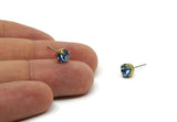 Brass Stud Earrings, 6 Light Sapphire Crystal Rhinestone Beads Brass Stud Earrings Brass Setting for SS29 - 6.3mm SS29 N0684