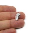 Steel Fish Charm, Stainless Steel Fish Bone Charms With 1 Loop, Animal Jewelry, Findings (15/20/25x0.80mm) SMP3321