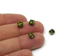 Gunmetal Bead, 8 Gunmetal Plated Brass Olivine Crystal Diamond Rhinestone Prong Setting 4 Hole Slider SS29 F130
