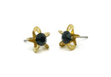 Brass Stud Earrings, 8 Montana Crystal Rhinestone Beads Brass Stud Earrings With 5 Holes, Brass Setting for SS24 - 5.3mm SS24 D1273
