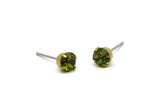 Brass Stud Earrings, 8 Olivine Crystal Rhinestone Beads Brass Stud Earrings Brass Setting for SS24 - 5.3mm SS24 D1302
