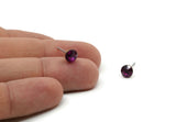 Brass Stud Earrings, 6 Amethyst Crystal Rhinestone Beads Brass Stud Earrings Brass Setting for SS29 - 6.3mm SS29 N0581