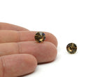 Brass Stud Earrings, 6 Golden Amber Crystal Rhinestones Beads Brass Stud Earrings Brass Setting for SS39 - 8.3mm SS39 D1275