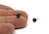Brass Stud Earrings, 8 Emerald Crystal Rhinestone Beads Brass Stud Earrings Brass Setting for SS24 - 5.3mm SS24 N0678