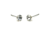 Brass Stud Earrings, 8 White Crystal Rhinestone Beads Brass Stud Earrings Brass Setting for SS24 - 5.3mm SS24 D1319