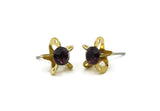 Brass Stud Earrings, 8 Amethyst Crystal Rhinestone Beads Brass Stud Earrings With 5 Holes, Brass Setting for SS24 - 5.3mm SS24 D1273