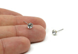 Brass Stud Earrings, 8 White Crystal Rhinestone Beads Brass Stud Earrings Brass Setting for SS24 - 5.3mm SS24 D1319