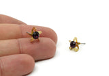 Brass Stud Earrings, 8 Amethyst Crystal Rhinestone Beads Brass Stud Earrings With 5 Holes, Brass Setting for SS24 - 5.3mm SS24 D1273