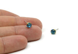 Brass Stud Earrings, 8 Aquamarine Crystal Rhinestone Beads Brass Stud Earrings Brass Setting for SS24 - 5.3mm SS24 D1302