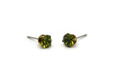 Brass Stud Earrings, 8 Olivine Crystal Rhinestone Beads Brass Stud Earrings Brass Setting for SS24 - 5.3mm SS24 N0678