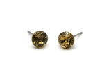 Brass Stud Earrings, 4 Golden Amber Crystal Rhinestone Beads Brass Stud Earrings Brass Setting for SS34 - 7.2mm SS34 D1274