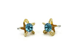 Brass Stud Earrings, 8 Aquamarine Crystal Rhinestone Beads Brass Stud Earrings With 5 Holes, Brass Setting for SS24 - 5.3mm SS24 D1273
