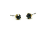 Brass Stud Earrings, 8 Montana Crystal Rhinestone Beads Brass Stud Earrings Brass Setting for SS24 - 5.3mm SS24 D1302