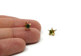 Brass Stud Earrings, 6 Peridot Crystal Rhinestone Beads Brass Stud Earrings Brass Setting for SS18 - 4.3mm SS18 N0374