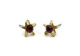 Brass Stud Earrings, 6 Siam Crystal Rhinestone Beads Brass Stud Earrings Brass Setting for SS18 - 4.3mm SS18 N0374