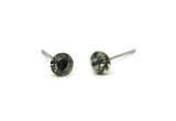 Brass Stud Earrings, 8 Black Diamond Crystal Rhinestone Beads Brass Stud Earrings Brass Setting for SS24 - 5.3mm SS24 D1319