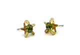 Brass Stud Earrings, 8 Olivine Crystal Rhinestone Beads Brass Stud Earrings With 5 Holes, Brass Setting for SS24 - 5.3mm SS24 D1273