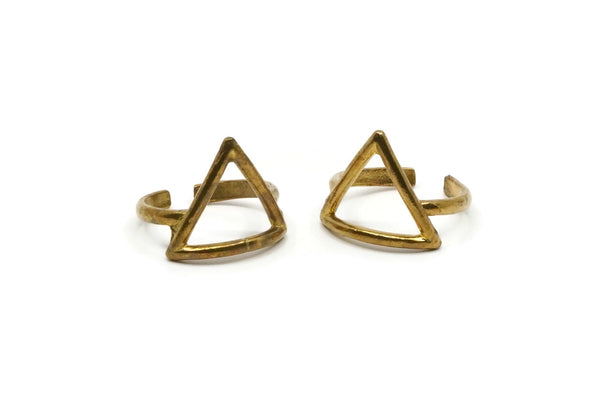Open Triangle Ring - 5 Raw Brass Triangle Rings - (16-17mm) Mn77