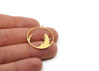 Brass Lizard Charm, 2 Pieces Raw Brass Lizard Charms With 1 Loop, Round Charms, Earring Findings (29x27x0.60mm) SMP2812
