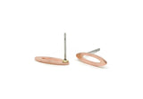 Copper Oval Earring, 8 Raw Copper Oval Stud Earrings (14x4x0.80mm) M02763