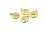 Brass Round Charm, 8 Raw Brass Flower Charms With 1 Loop, Bracelet Charms (11x8x2.5mm) N2459
