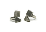 Antique Silver Plated Brass Triangle Ring, Boho Ring, Ethnic Ring, Square And Triangle Ring U056 H0273
