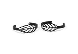 Black Bracelet Blank, 2 Oxidized Black Brass Flat Bracelet With 2 Holes, Leaf Bracelet Findings (145x6x0.80mm) SMP0850 A5888