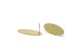 Brass Oval Earring, 6 Raw Brass Tiny Oval Shaped Stud Earrings (27x10x0.80mm) SMP3277 - KAYNAKLI
