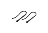 Black Ear Hooks, 6 Oxidized Black Brass Earring Wires, Earring Hooks (25mm) D1324
