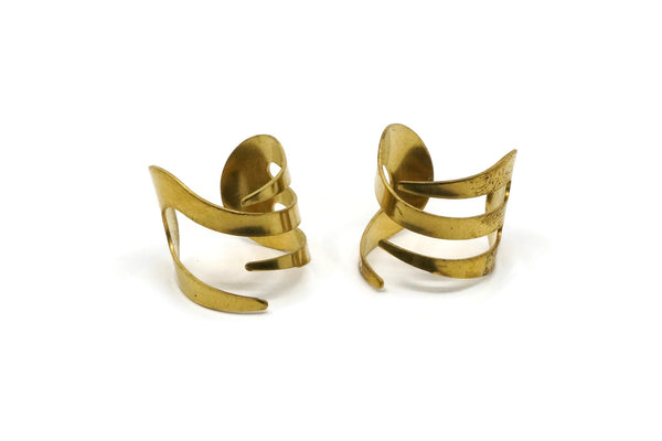 Brass Fork Ring - 5 Raw Brass Adjustable Ring Setting - 16-17mm / 23 Gauge Mn06