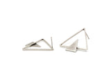 Silver Triangle Earring, 4 Antique Silver Plated Brass Triangle Stud Earrings (29.5x29x1.2mm) E374 Q700