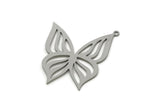 Steel Butterfly Charm, 6 Stainless Steel Butterfly Charms With 1 Loop, Earring Findings (37.5x31.5x0.80mm) SMP3063