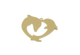 Brass Dolphin Charm, Raw Brass Heart Shaped Charms With 1 Loop, Earring Charm, Necklace Findings (25x30x0.60mm) SMP3311