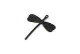 Black Dragonfly Charm, 6 Oxidized Black Brass Dragonfly Charms With 1 Loop (28x23mm) N0537