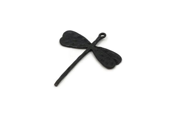 Black Dragonfly Charm, 6 Oxidized Black Brass Dragonfly Charms With 1 Loop (28x23mm) N0537