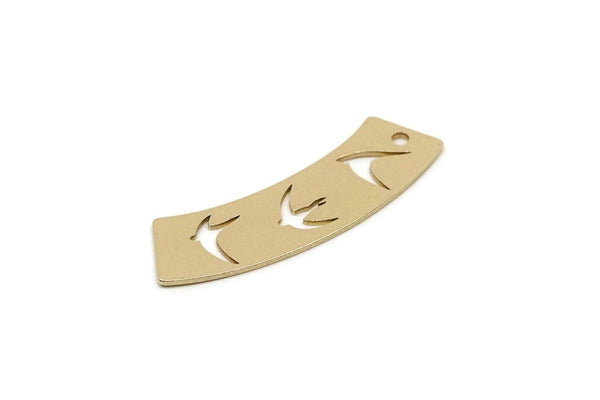 Brass Necklace Bars, Raw Brass Bird Pattern Charms With 1 Hole, Earring Findings (30x10x0.60mm) SMP2784