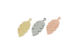 Custom Leaf Charms for Jewelry Making, Personalized Brass, Copper, Stainless Steel Branch Pendant With 1 Loop, Nature (25x11mm) SMP3153