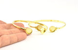 Brass Round Cuff, 1 Raw Brass  Round Cuff Stone Setting With 2 Pads -  Pad Size 10mm V109