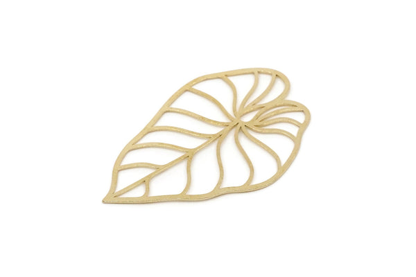Brass Leaf Charm, 2 Raw Brass Leaf Charms, Earring Findings (42x29x0.60mm) SMP2708