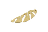 Brass Leaf Charm, 6 Raw Brass Monstera Leaf Charms With 1 Hole, Leaf Earring Charms (35x11x0.80mm) SMP2835