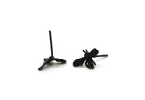 Black Bee Earring, 8 Oxidized Black Brass Bee Stud Earrings (15x9mm) N1183